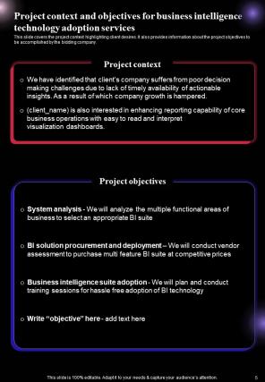 Business Intelligence Technology Adoption Proposal Report Sample Example Document Appealing Impressive