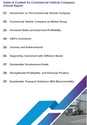 Commercial vehicle company annual reports pdf doc ppt document report template