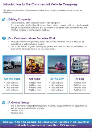 Commercial vehicle company annual reports pdf doc ppt document report template