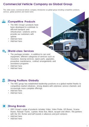 Commercial vehicle company annual reports pdf doc ppt document report template