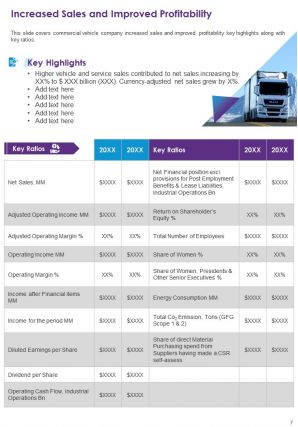 Commercial vehicle company annual reports pdf doc ppt document report template