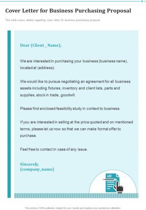 Cover Letter For Business Purchasing Proposal One Pager Sample Example Document