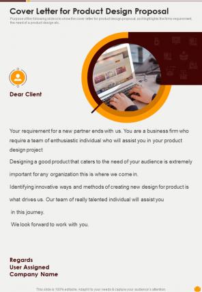 Cover Letter For Product Design Proposal One Pager Sample Example Document