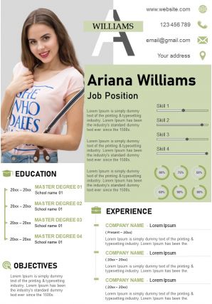 Creative curriculum vitae business resume a4 template