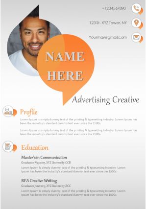 Creative director advertising sample resume template