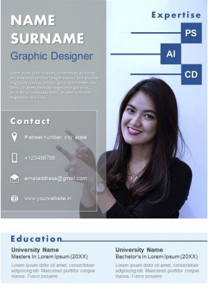 Creative resume template for professionals visual cv a4 size