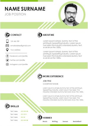 Curriculum vitae format with job position