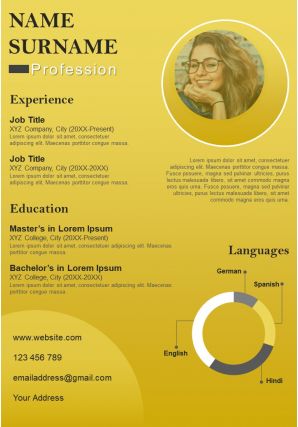 Cv self introduction resume a4 powerpoint design layout