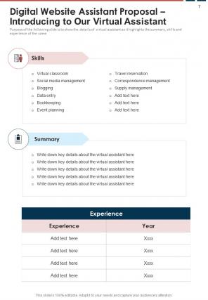 Digital website assistant proposal sample document report doc pdf ppt