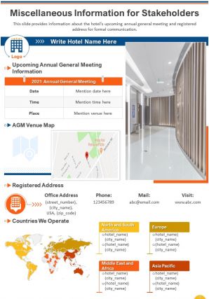 Dynamic annual report sample for hotel chain pdf doc ppt document report template