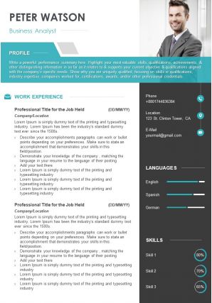 Example format of cv for job application