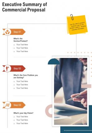 Executive Summary Of Commercial Proposal One Pager Sample Example Document