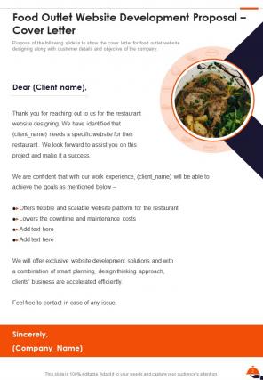 Food outlet website development proposal sample document report doc pdf ppt