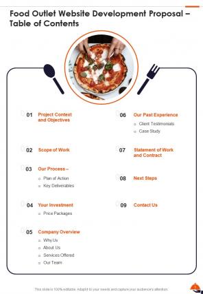 Food outlet website development proposal sample document report doc pdf ppt