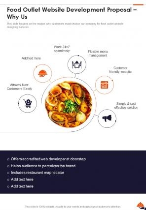 Food outlet website development proposal sample document report doc pdf ppt