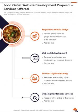 Food outlet website development proposal sample document report doc pdf ppt