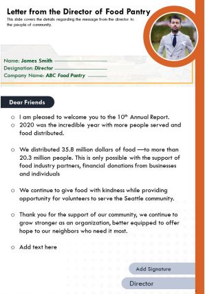 Food pantry annual report template pdf doc ppt document report template