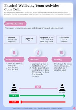 Health And Fitness Playbook Physical Wellbeing Team Activities Cone One Pager Sample Example Document