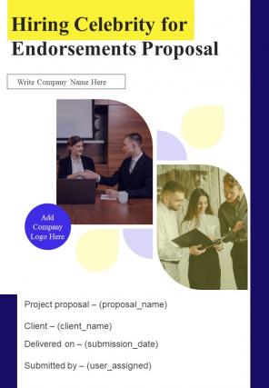 Hiring Celebrity For Endorsements Proposal Report Sample Example Document