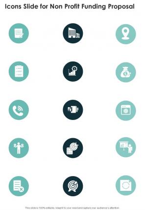 Icons Slide For Non Profit Funding Proposal One Pager Sample Example Document