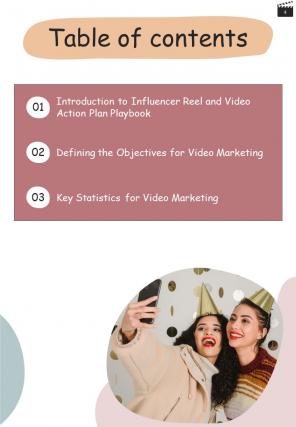 Influencer Reel And Video Action Plan Playbook Report Sample Example Document