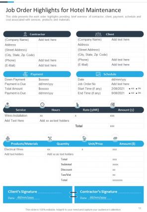 Job order for property maintenance proposal example document report doc pdf ppt