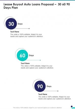 Lease Buyout Auto Loans Proposal 30 60 90 Days Plan One Pager Sample Example Document