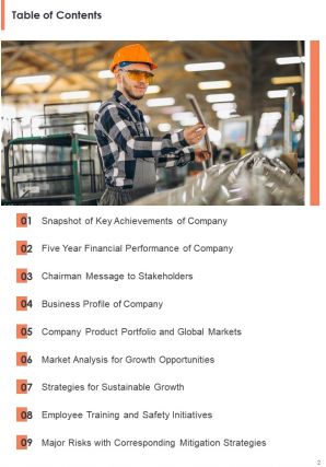 Manufacturing company annual report pdf doc ppt document report template