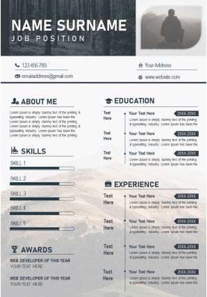 Modern resume illustration cv ppt design editable template