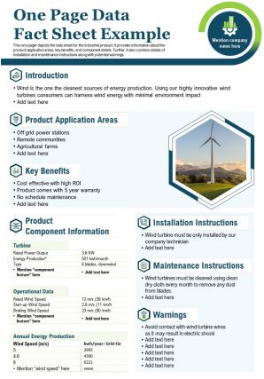 One page data fact sheet example presentation report infographic ppt pdf document