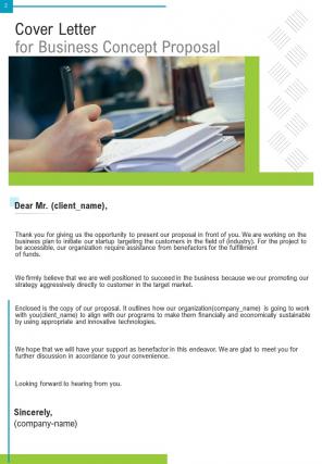 One pager business concept proposal template