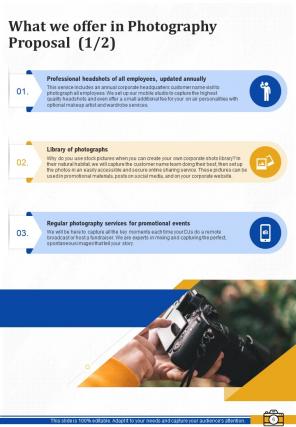 One pager corporate photography proposal template