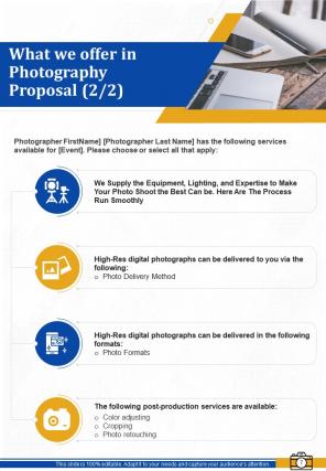 One pager corporate photography proposal template