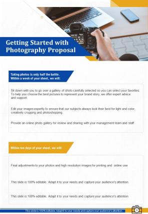 One pager corporate photography proposal template