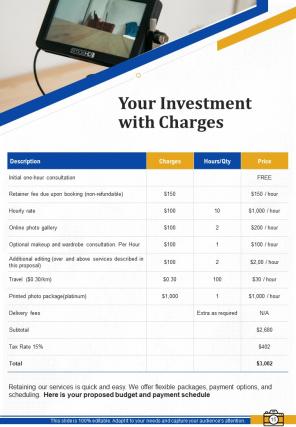 One pager corporate photography proposal template