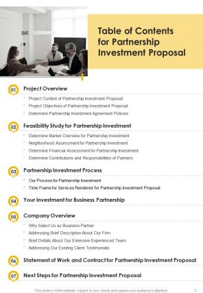 One pager partnership investment proposal template