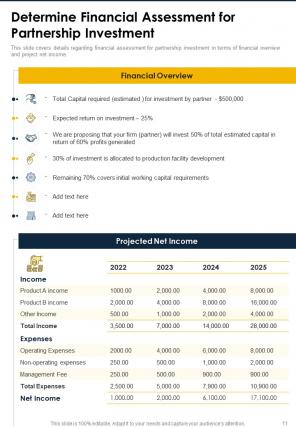 One pager partnership investment proposal template