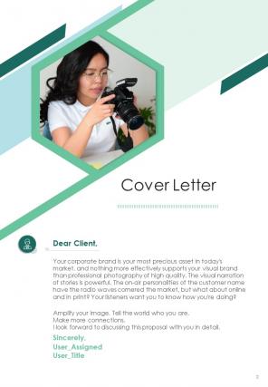 One pager photography project proposal template