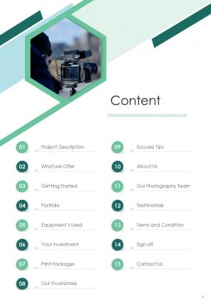 One pager photography project proposal template