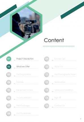 One pager photography project proposal template