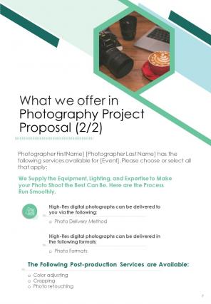 One pager photography project proposal template