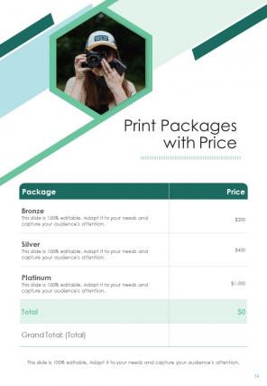 One pager photography project proposal template