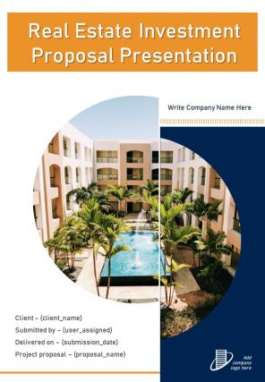 One pager real estate investment proposal presentation template