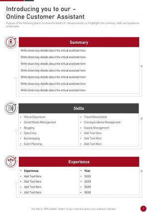 Online customer assistant proposal example document report doc pdf ppt