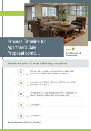 Process Timeline For Apartment Sale Proposal Contd One Pager Sample Example Document