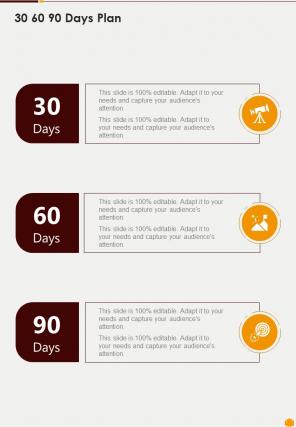 Product Design Proposal 30 60 90 Days Plan One Pager Sample Example Document