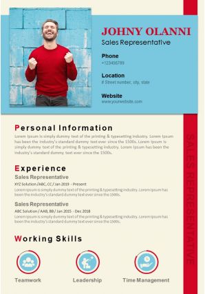 Professional resume template for sales representative sales cv