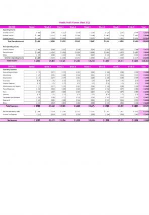 Profit Planner Sheet Excel Spreadsheet Worksheet Xlcsv XL Bundle V Slides Image