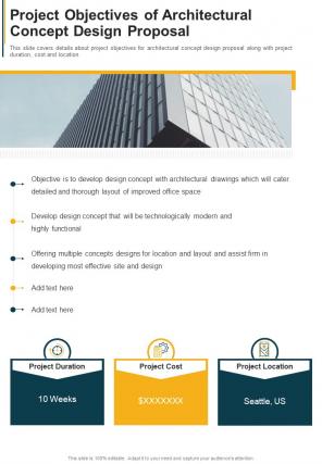 Project Objectives Of Architectural Concept Design Proposal One Pager Sample Example Document