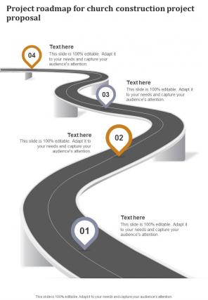 Project Roadmap For Church Construction Project Proposal One Pager Sample Example Document